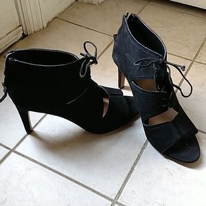 Franco Sarto Black Suede Heels